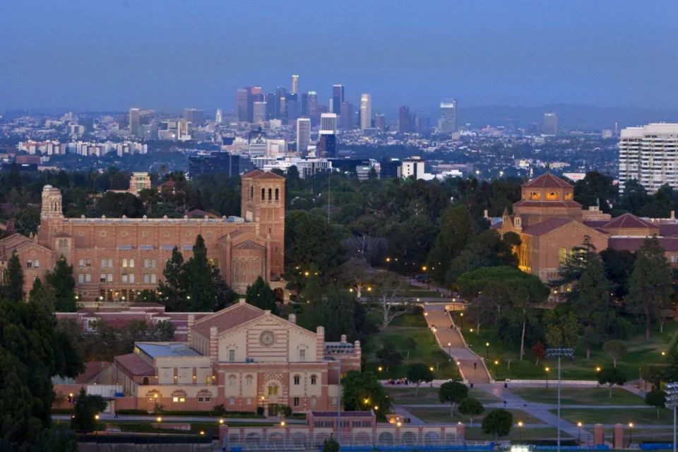 UCLA campus with Westwood cityscape in the background