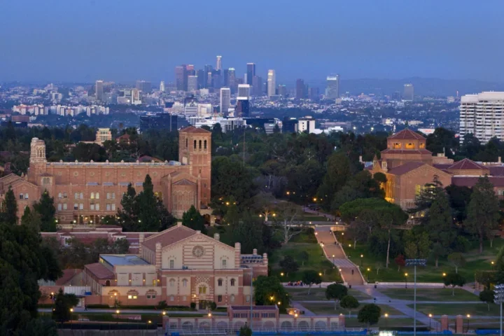 UCLA campus with Westwood cityscape in the background